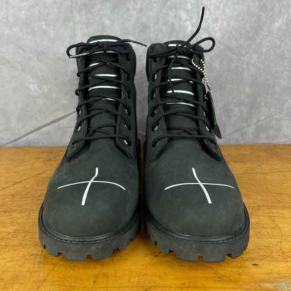 Junior Timberland Premium 6-Inch Waterproof Black Boots Custom Paint Sz 6 12907 - Picture 4 of 14